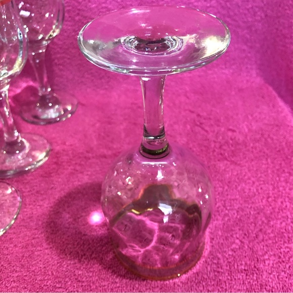 6 Vintage Italian Wine Glasses Gold / Platinum Rim, Cristalleria Fratelli Fumo - Picture 3 of 8